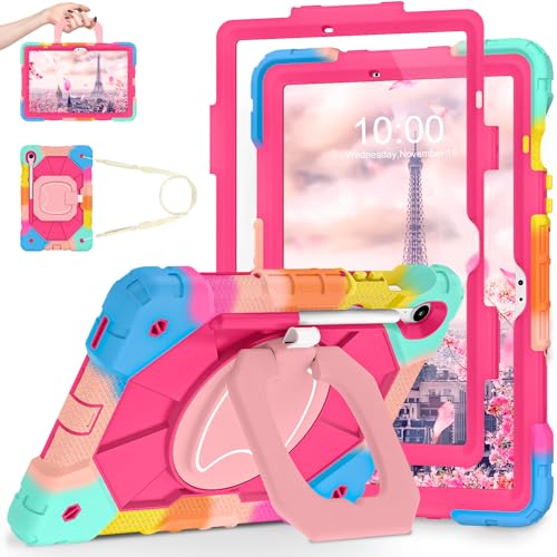 Image of WESOROL Case for Samsung Galaxy Tab S10 Lite /S10 FE /S9 FE 10.9 Inch Galaxy Tab S9 11 Inch,Shockproof Cover for Samsung S9 FE Tablet Case with Screen Protector Rotate Stand Pen Holder,Colorful Pink