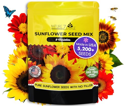 NatureZ Edge 5200+ Sunflower Seeds for Planting Bulk Variety Pack Get More Sunflower Seeds to Plant from Dwarf Sunflowers to Giant Sunflower Seeds Includes Mammoth Sunflower Seeds Non-GMO
