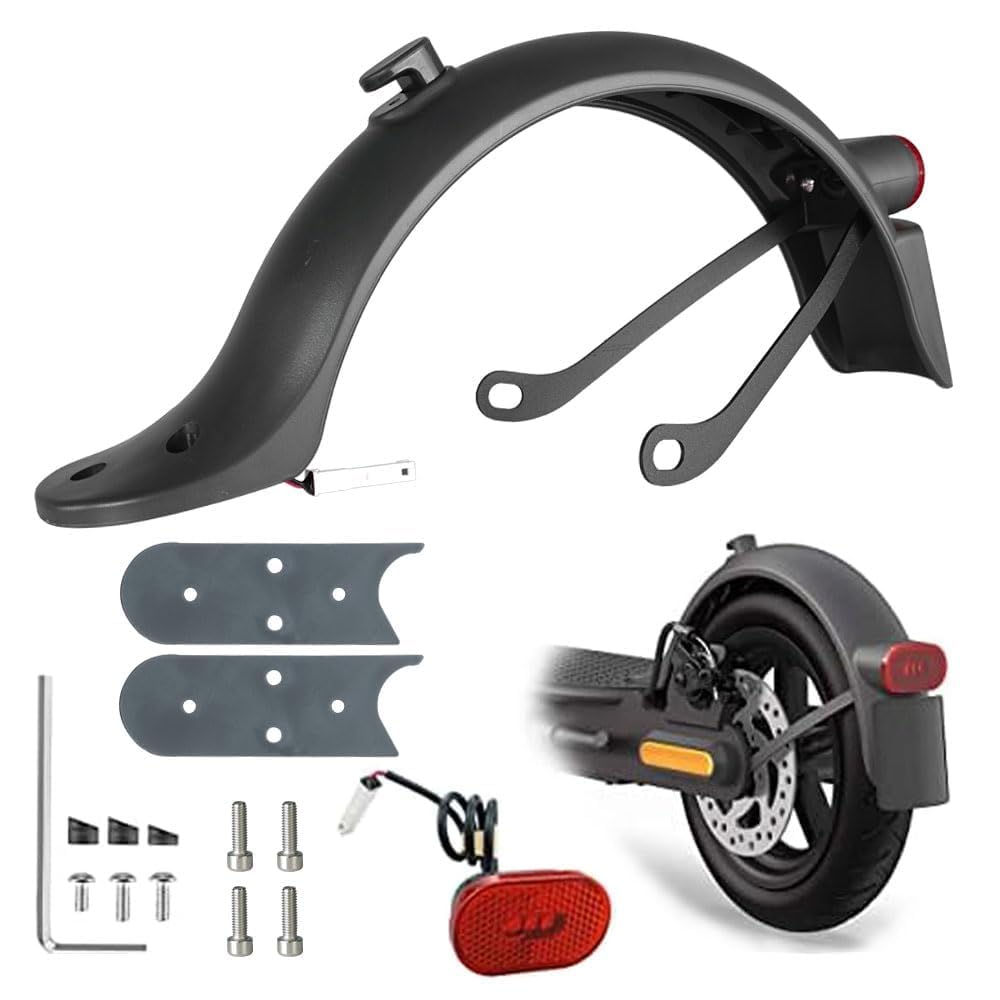 Guardabarros trasero, para patinete E Xiaomi M365 1S Pro 2 Scooter 3 Essential eléctrico Scooter Accesorios, Guardabarros + soporte de Metal (negro)