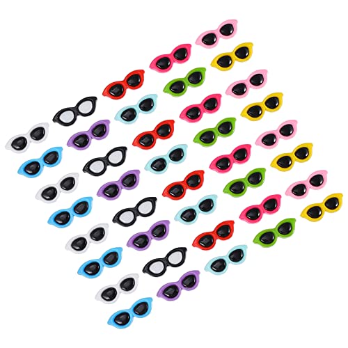 Toyvian 40Pcs Resin Flatback Sunglasses Love Heart Mini Sunglasses Resin Decor Crystal Mud Stuffing Cute Sun Glasses Charm Jewelry Accessory for DIY Hair Clip Phone Case Embellishment