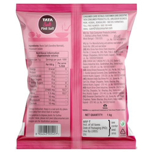 Image of Tata Salt Pink Salt, 1kg, Rock Salt for Everyday Cooking, Sendha Salt (Pack of 3)