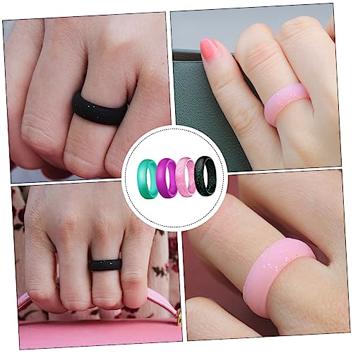 Anillos de silicona con brillo para dedo, 4 pcs, colores surtidos miniatura 3