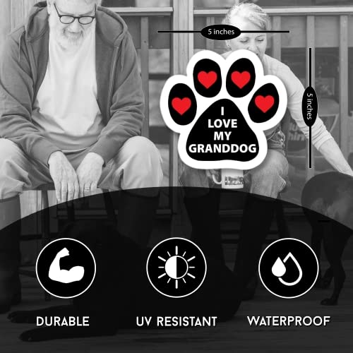 Image of I Love My Granddog with Hearts Pawprint Car Magnet 5 Inch, Dog Lover Gift