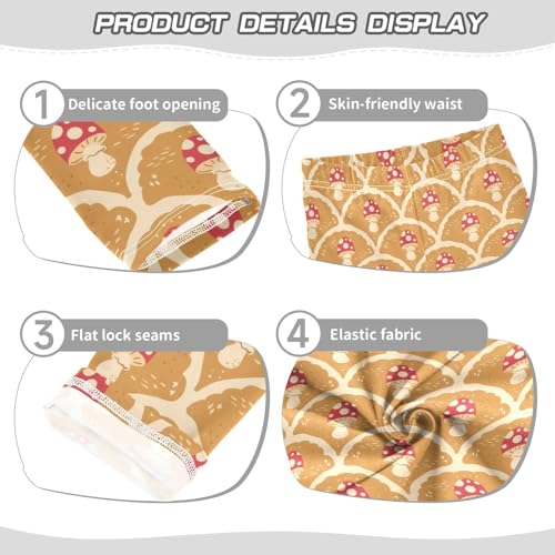 Fairy Tale Mushroom Arch Girls Leggings,Workout Leggings for Girls Toddler Athletic Leggings Size for 3-10T3