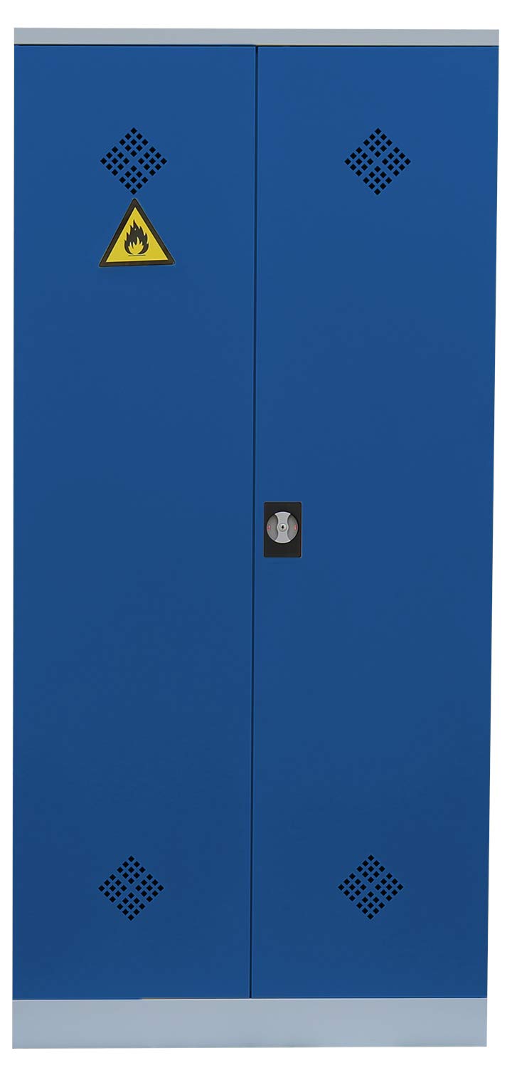 Lüllmann Umweltschrank montiert und verschweißt Gefahrstoffschrank Pflanzenschutzschrank Chemikalienschrank Spritzmittelspind 566251 lichtgrau/enzianblau 1950 x 920 x 420 mm (H x B x T)