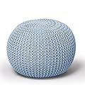 Urban Lifestyle Round Knit Pouf - Hand Woven Cotton, Light Blue