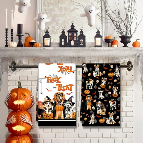 Arquiel Halloween Hund Geschirrtücher 100% Baumwolle 2er-Set 48 x 70 cm – Ansicht 3