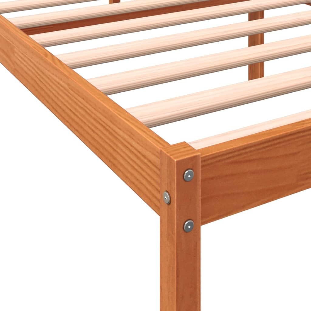 Seniorenbett Wachsbraun 90x200 cm aus massiver Kiefer, seniorengerechte Höhe 44 cm, praktischer Stauraum, Robustes Einzelbett für Schlafzimmer Gästezimmer & Pflegeeinrichtung
