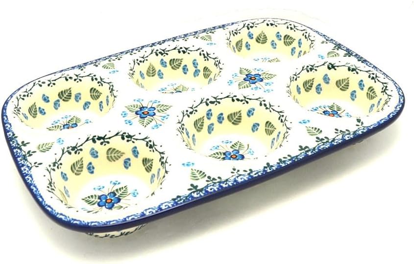 Polish Pottery Muffin Pan - Parisian Posies