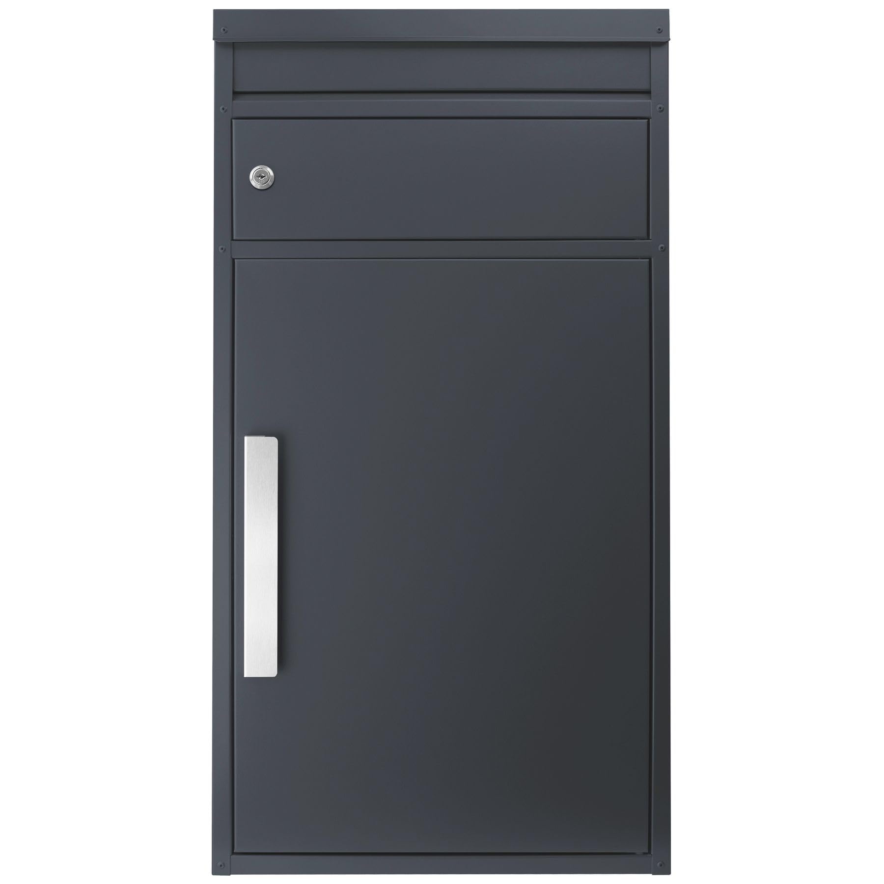 Paketbriefkasten XXL anthrazit mit Briefeinwurf wetterfest rostfrei freistehend Standbriefkasten draussen 65M Paketbox mit Briefkasten Paketkasten XXL Paketstation Paketfach RAL 7016