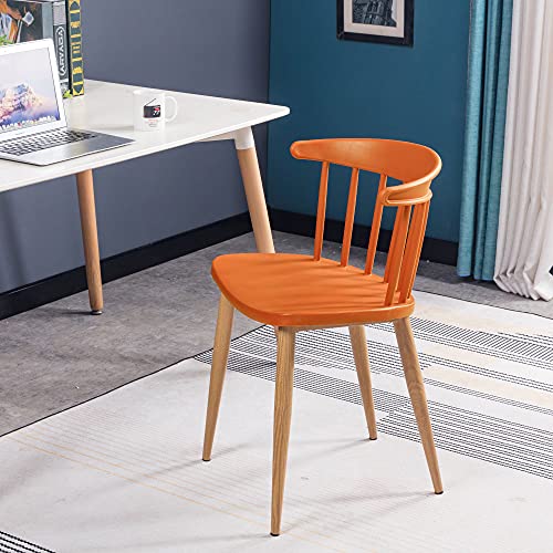 Image of Finch Fox Scandinavian Stylish & Modern Furniture Plastic Living Room Dining Chairs for Cafeteria Seating, Side, Kitchen, Restaurants, Hotels in Orange Color (Set of 4)