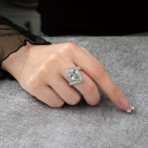 Jeulia 13.82 ct Pear Cut Moissanite Engagement Rings for Women, 925 Sterling Silver D Color VVS1 Diamond Halo Anniversary Wedding Promise Ring Band with Jewelry Gift Box 6