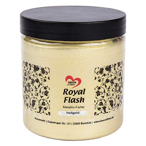 Ideen mit Herz Acryl-Farbe metallic Royal Flash, Hochbrillante Metallic-Farbe, 50 ml (XL hellgold - 250 ml)