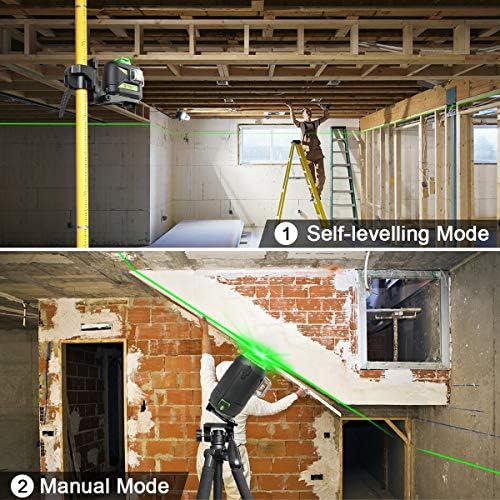 Huepar 603LP, 3D 3X 360 Laser Level Green with Bluetooth, Triple Power Supply, Switchable Cross Line Self Leveling 12 Lines, 360 Vertical/Horizontal Lines, with 3.7m Telescoping Pole & Magnetic Base