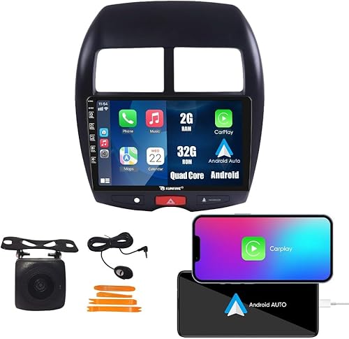 Kunfine Coche CarPlay Android Navegación Automática Estéreo GPS Radio Reverse Cámara Pantalla 10 "IPS Pantalla Táctil Headunit Tablet Pad Media