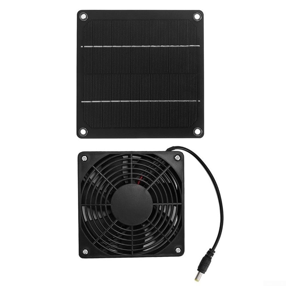 Kit de ventilador de ventilación solar con panel monocristalino de 5 W, sistema de refrigeración al aire libre para casas de mascotas, gallineros, invernaderos, casas de árboles