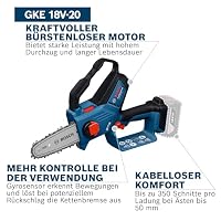 Bosch Professional 18V System Astsäge GKE 18V-20 (bis zu 350 Schnitte pro Akku-Ladung, Schneiden bis 18 cm, bürstenloser Motor, inkl. Schwertschutz 20 cm) – Ansicht 3