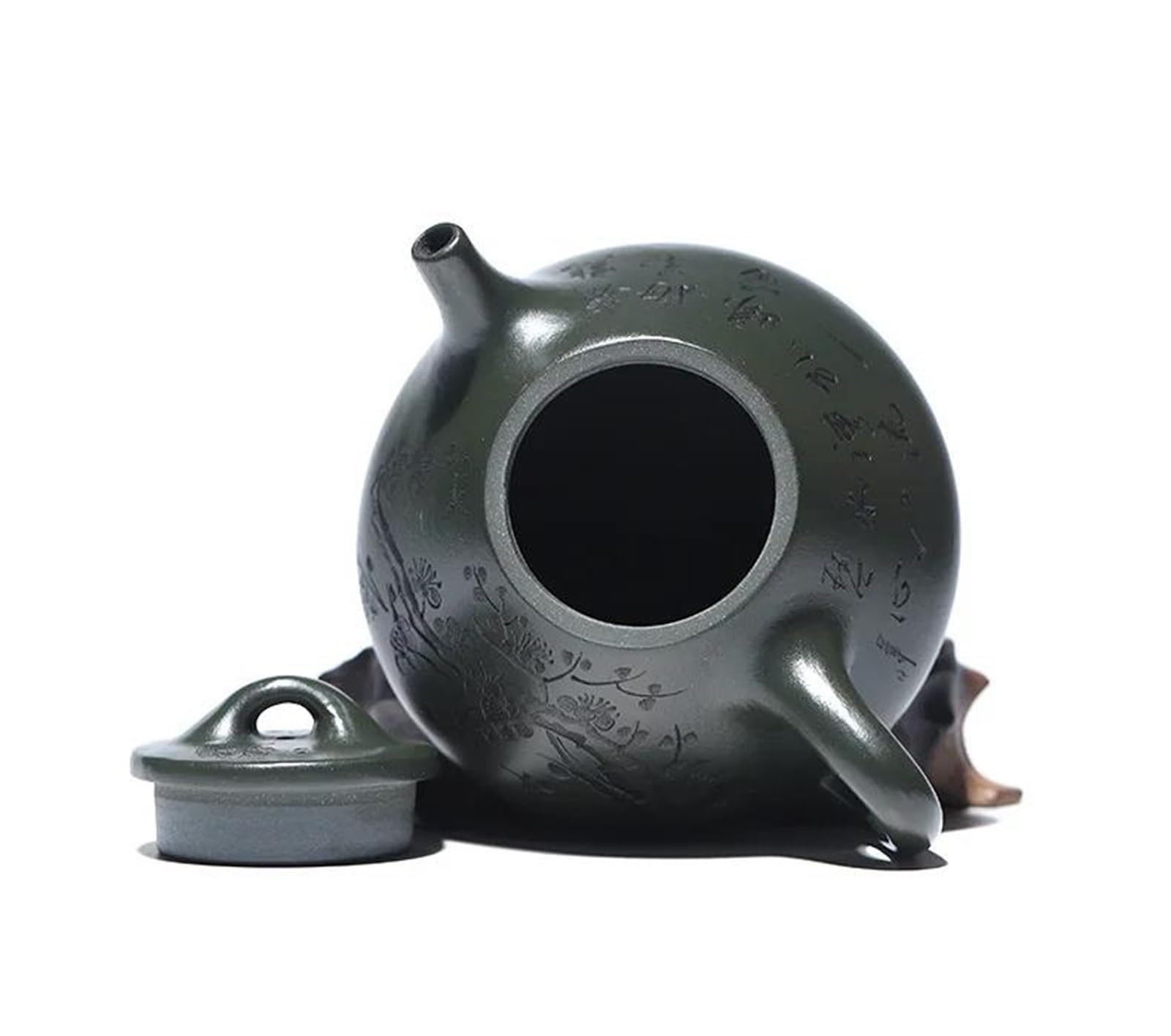 Théière Artisanale en Terre Crue Vert foncé avec Filtre, Service à thé Zisha, théière Ancienne en Argile Violette d'Yixing (200 ML), théières et cafetières, Service à thé de Voyage