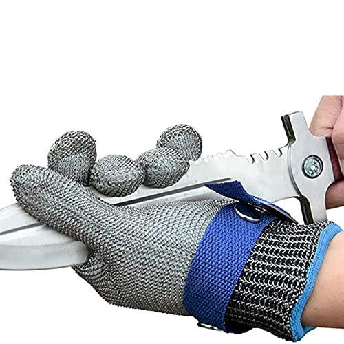 Guantes Anticortes WXYZ Guantes Resistentes al Corte de Malla de Metal Pesado, Guantes cómodos de Trabajo de Seguridad Transpirables Antideslizantes, Carnicero, procesamiento de Alimentos