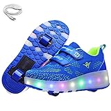 Ehauuo Kids Roller Shoes USB Rechargeable Double Wheel Shoes LED Flashing Retractable Roller Skates...