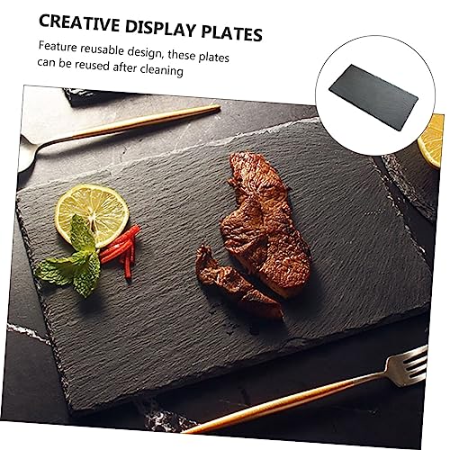 2 platos de postre antideslizantes negros para sushi miniatura 5