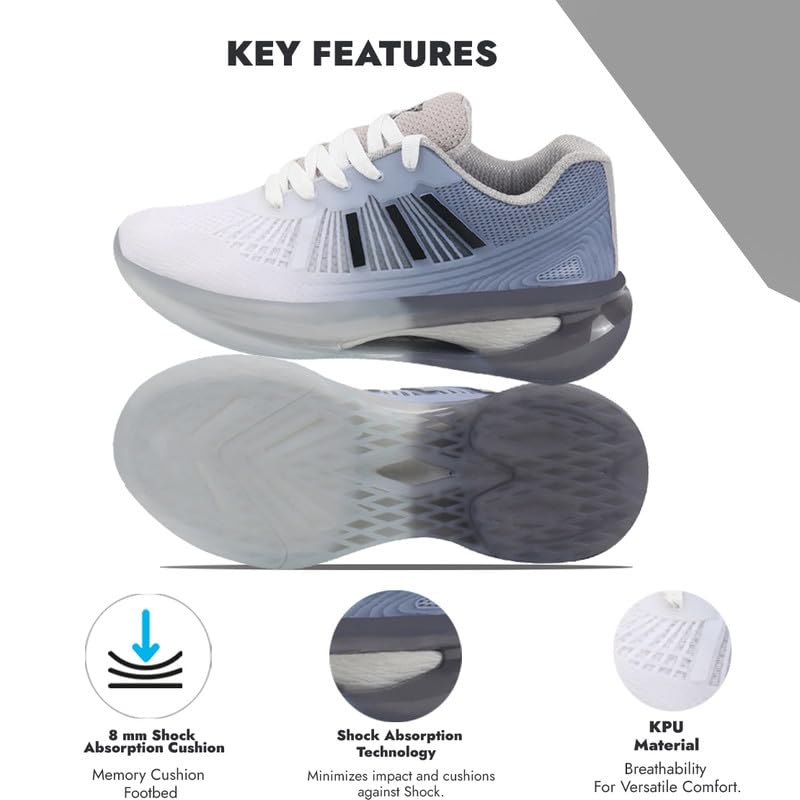 Image of FAUSTO Men's Breathable Sport Shoes|KPU Upper and Anti-Skid Bounce Back Phylon Sole|Athleisure Running Shoes|Lace Up Walking Shoes|Gym Shoes