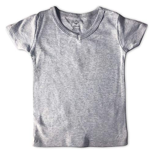 OPAWO Unisex Baby V-Neck Shirts 3 Pack Short Sleeve Tees,Black/White/Gray (Black/White/Gray, 12-18 Months)