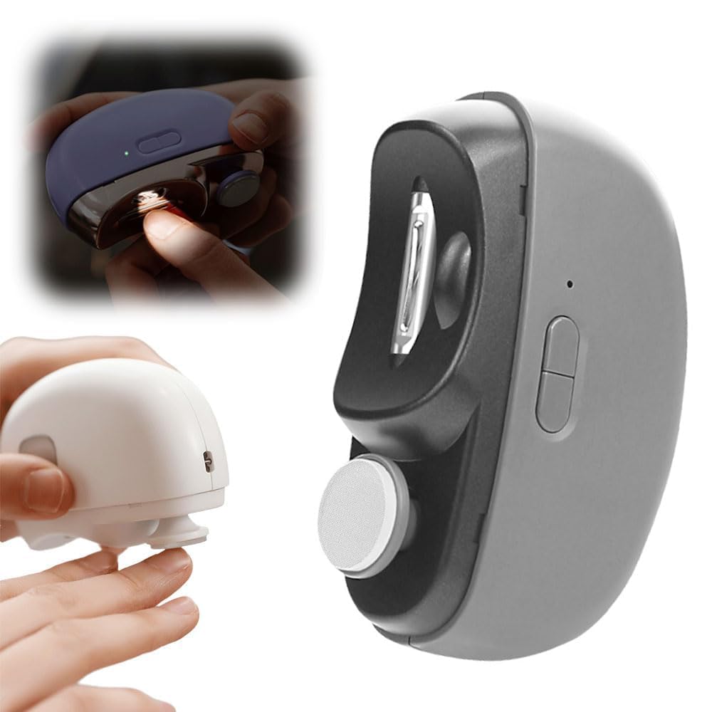 3 in 1 Automatic Electric Nail Clipper with Polishing, 2026 Smart Nail Trimmer File for Baby Adult Seniors, Electric Fingernails Toenails Cutter with Light & Storage (Gray)