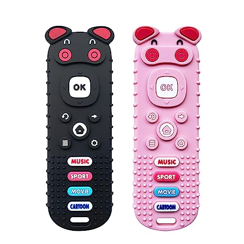 Image of SOLIFEGOBLA Toy Remote for Baby,Funny TV Remote Controller Shaped Silicone Baby Teething Toy, 2Pcs Chew Toy for Babies (Teether Toy02)