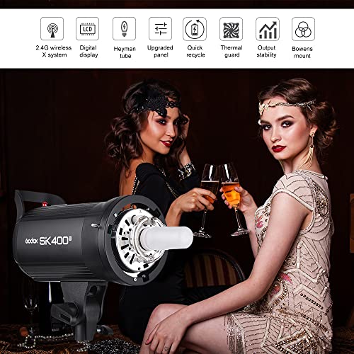 Image of Godox SK400II Professional Compact 400W Studio Flash Light Integrated GODOX 2.4G Wireless X System GN65 5600K with 150W Setting Lamp for E-Commerce Product Portrait Lifestyle Photography