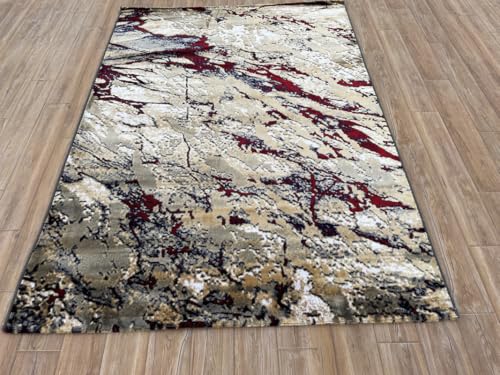 Image of 5 x 7 Feet Modern Carpet for Living Room | Non-Fade Soft Floor Rug for Hall & Bedroom | Easy Clean & Non-Slip Backing
