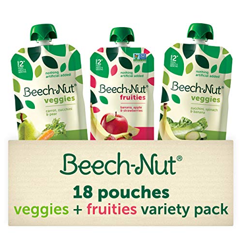 Beech-Nut Stage 2 Fruities & Veggies Baby Food Pouches Variety Pack (18 count, 3.5 oz pouches)