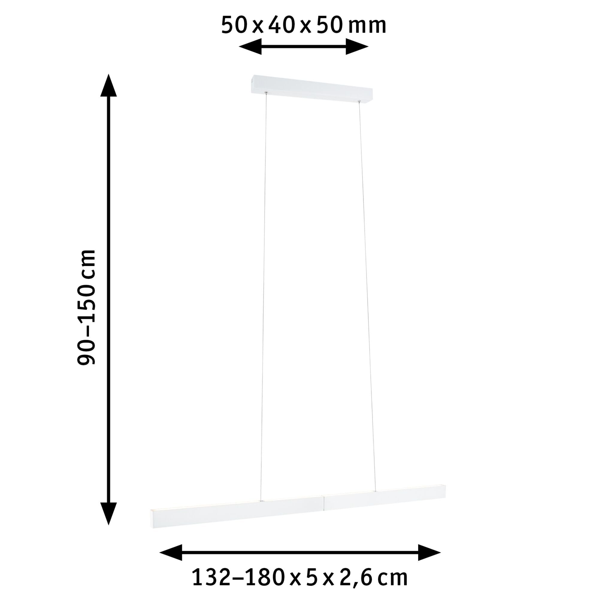 Paulmann 79889 Luminaria colgante LED Aptare, incl. 1x18/1x18W, reg., lámpara de techo, blanco mate, mateado, lámpara colgante, metal, péndulo, 2700K