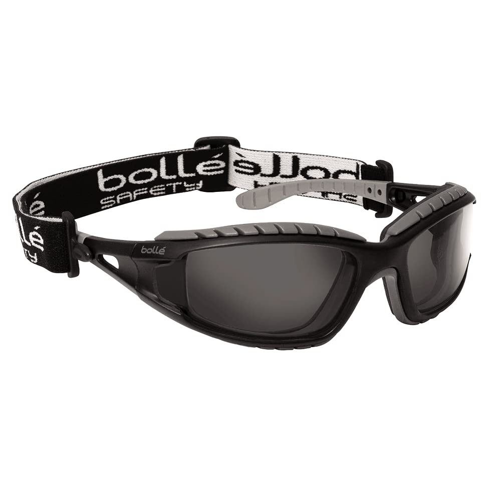 bolléSafety 253-TR-40086 Tracker Safety Eyewear with Black/Gray Polycarbonate + TPE Full Frame and Smoke Lens Black/Gray/Smoke