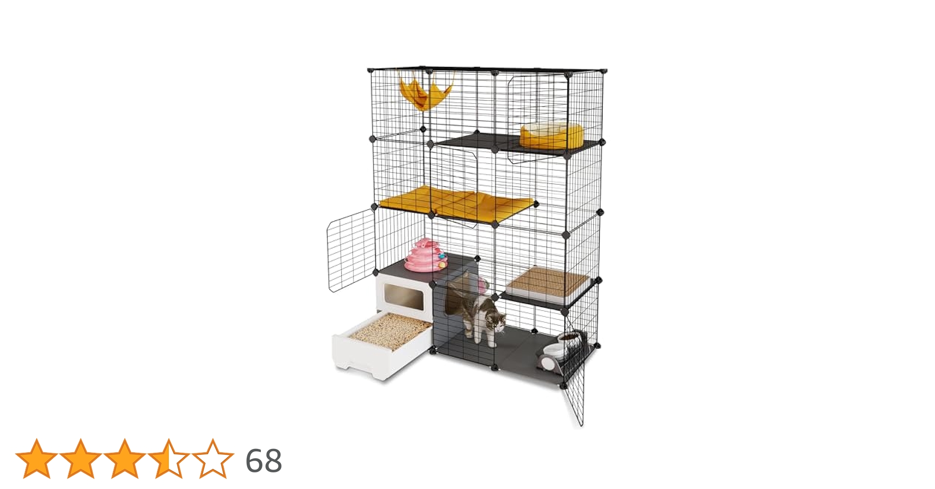 Topzoo 猫 ケージ トイレ付き 高さ143×幅107×奥行き45cm 黒 Amazon.co.jp: Topzoo 猫 ケージ トイレ付き 高さ143×幅107
