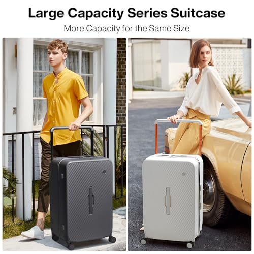 mixi 26 Inch Large Checked Luggage Suitcase with Spinner Wheels Upgrade Wide Handle PC Hard Shell Rolling Travel Suitcase with TSA Lock, Smoke White2