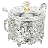 Baluue Gewürzglas Gewürzbehälter mit Zinklegierung und Glasdeckel Praktische Vorratsdose für Küche und Esszimmer 120ml Hitzebeständig und Leicht zu Reinigen