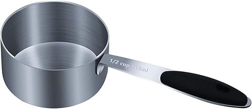 Miniatura 7 de LEIFENY Taza medidora de 34 (12 cucharadas, 6.0fl oz, 177 cc, 6 onzas), tazas medidoras de acero inoxidable, taza medidora de metal individual,