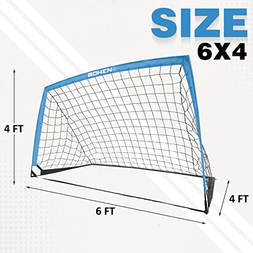 Bohen Portable Soccer Goal For Kids - 6X4Ft Foldable Soccer Net For Backyard Indoor Outdoor With Carrying Bag For Easy Storage And Transportation(6X4Ft, Grey Blue) #TOP1