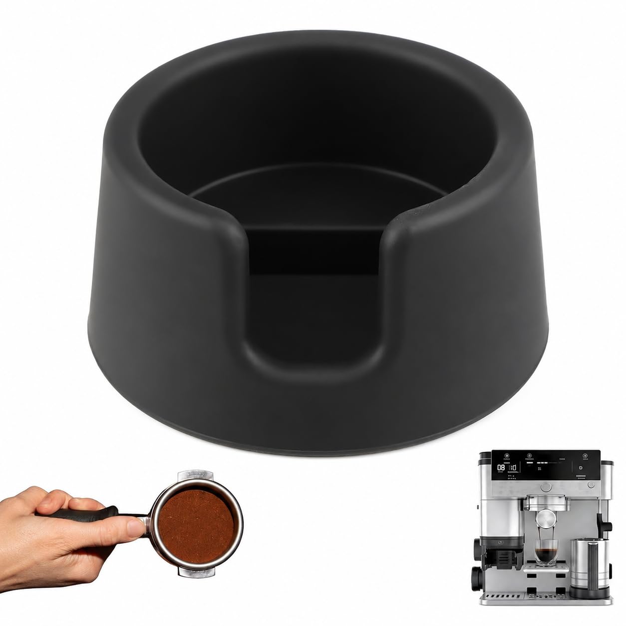 Coffee Tamper Base Compatible with Ninja ES601, Non Slip Silicone Espresso Tamping Stand, Coffee Tamper Holder Accessory for Home Barista, Black