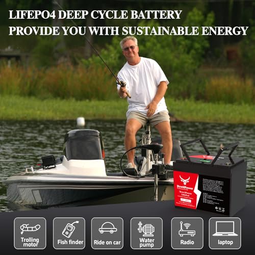 Image of 12V 100Ah Lithium LiFePO4 Battery with 100A BMS Grade A Cells Deep Cycle Rechargeable Battery,10000+ Cycles,Perfect for Golf Cart,Off Grid Applications (12.8V 100Ah)