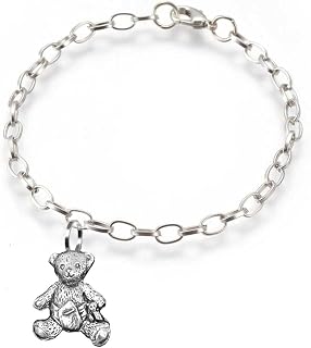 PP-G73 Baby Teddy Bear fine lead free English Pewter charm on a belcher link chain anklet bracelet