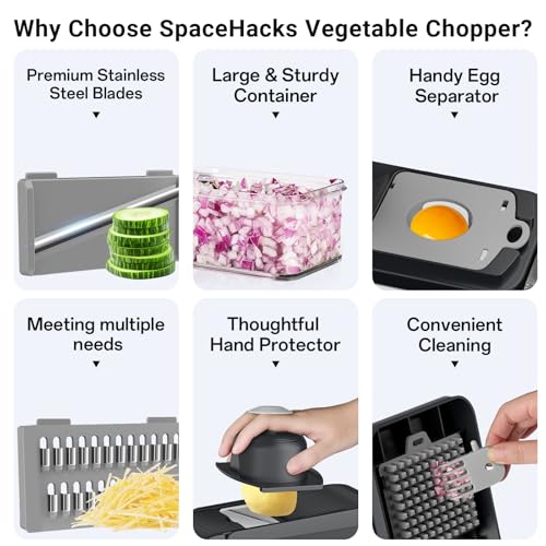 12-in-1 Vegetable Chopper with 7 Blades and Accessories - Gray
