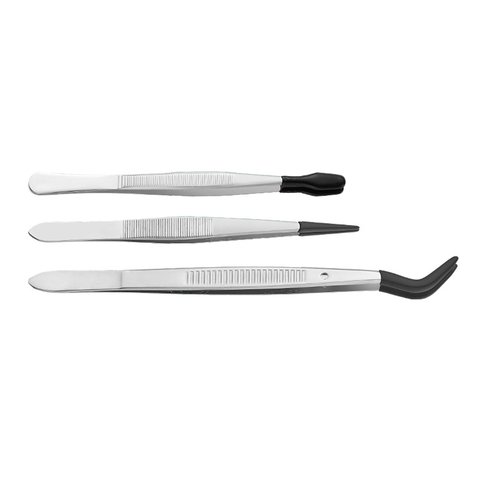 Woedpez Set 3 Silicone Coated Stainless Steel Precisions Tweezers Ergonomic Grip Perfect For Delicate Items Detailed Work Silicone Coated Stainless Steel Precisions Tweezers Ergonomic Grip