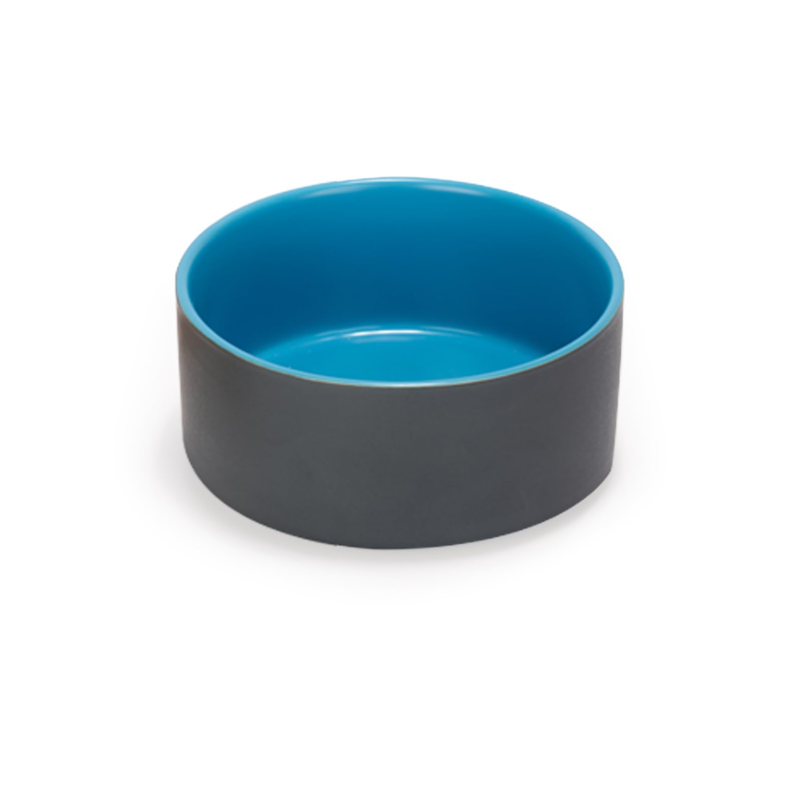 SPUNKYJUNKY 13.5OZ Ceramic Dog and Cat Bowl, Modern Cute Weighted Food Water Bowl for Replacement Blue-Grey (1 Pack)