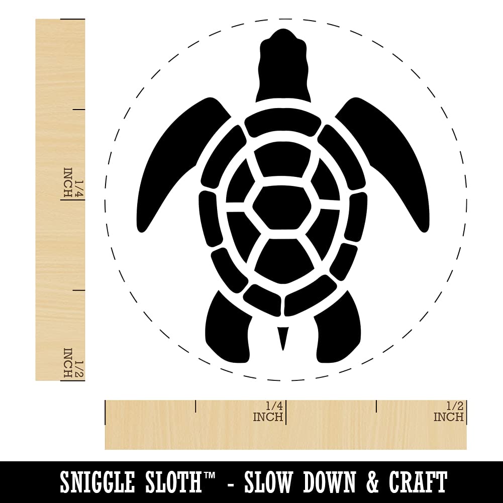 Sea Turtle Tribal Self-Inking Rubber Stamp Ink Stamper for Stamping Crafting Planners - 1/2 Inch Mini - Red Ink