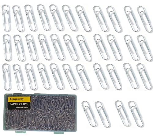 Upquzzfy 400 Pcs 1.3" Paper Clips Medium Silver, Smooth Metal Paperclips for Office and School Document Organization, with Clear Storage Box