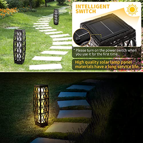 Solar Floor Lamp,Outdoor Floor Lamp,Solar Lanterns Outdoor Waterproof,Solar Powered Resin Wicker Outdoor Solar Lamp,Weather-Resistant Rattan Deck Light For Porch, Garden,Patio,Deck #TOP1