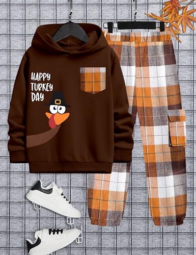Image of KANGKANG Boys Clothes Two Piece Long Sleeve Hooded Sweatshirt Top Camouflage Sweatpants Fall Outfits Winter Clothes Set 6-16Y