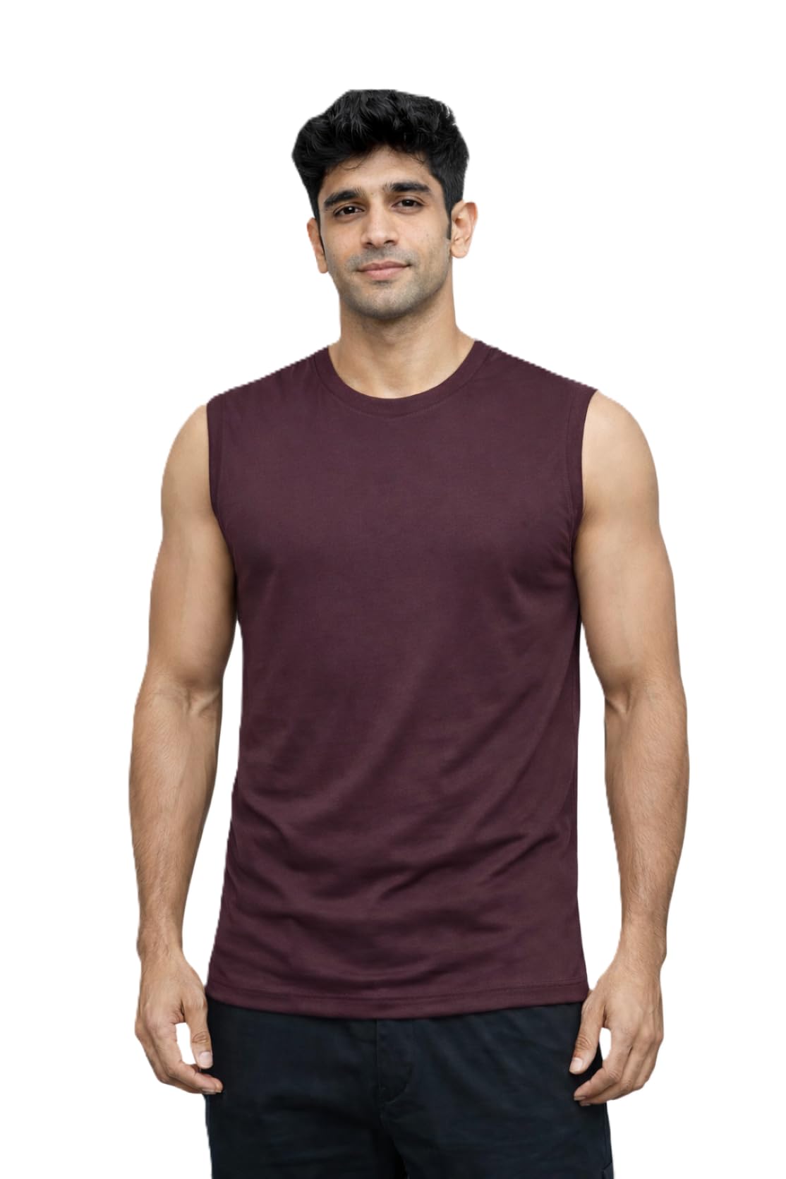Men's Gym Vest for Men | Sleeveless Regular Fit Gym Wear | Polyester Fine Fabric with 10% Lycra | Quick Dry, Soft & Stretchable Sports Vest for Workout, Running & Training | Dark Maroon-image-16